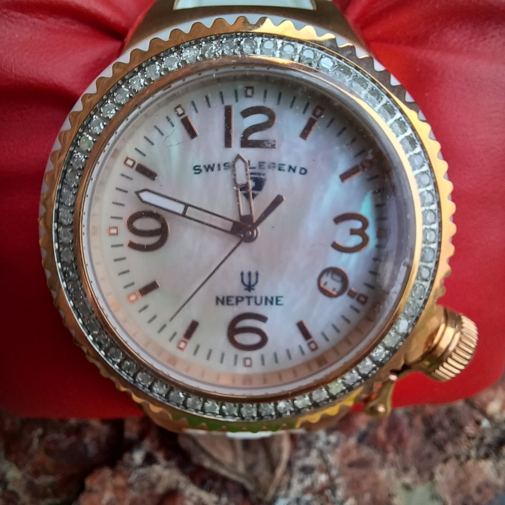 SWISS LEGEND DIAMOND NEPTUNE VINTAGE RARE ROSE GOLD WATCH NWT - Picture 7 of 16